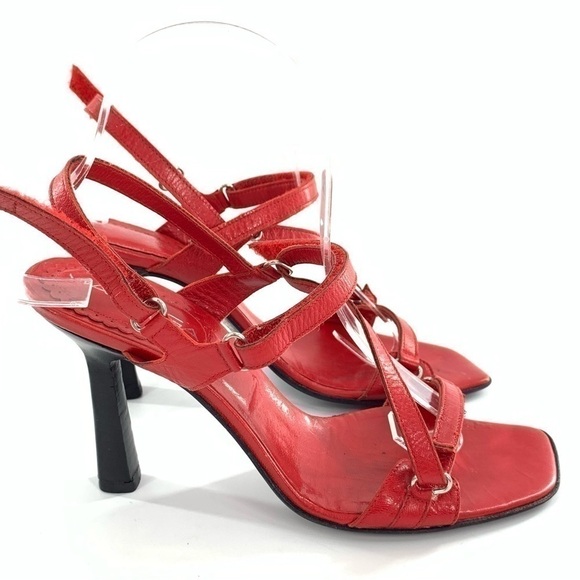 Via Spiga heels size 7.5 red Italian leather minimalist party vintage 90s y2k - Picture 14 of 14